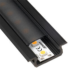 Lumines Type-Z Fekete - Süllyeszthető LED szalagos alu profil (Fekete búrával) (LUMINES-Z2-CZ + LUMINESB-K2020-PMCZ (2,02m))