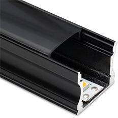 ANRO LED Profile ALP-003 Fekete - Alumínium U profil LED szalaghoz (Fekete búrával) (LP102B - LP-UNICOV1-BLK)