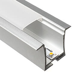ALP-031 Ezüst - Alumínium U profil LED szalaghoz, gipszkartonba is építhető  (Opál búrával) (LP306 - LP306-MLKC)