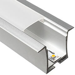ANRO LED Profile ALP-031 Ezüst - Alumínium U profil LED szalaghoz, gipszkartonba is építhető (Opál búrával) (LP306 - LP306-MLKC)