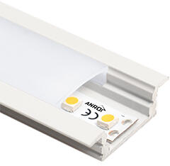 ANRO LED Profile ALP-001 Fehér - Alumínium U profil LED szalaghoz, süllyeszthető (Opál búrával) (LP301W - LP-UNICOV1-MLK)