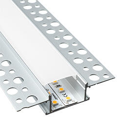 ANRO LED Profile ALP-013 Ezüst - Gipszkartonba süllyeszthető alu profil LED szalaghoz (Opál búrával) (LP305N - LP305-MLKC)