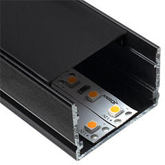 ANRO LED Profile ALP-008 Fekete - Alumínium U profil LED szalaghoz (Fekete búrával) (LP107B - LP107-BLACKC)