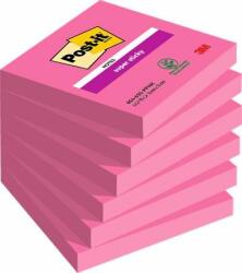 3M Öntapadó jegyzettömb, 76x76 mm, 6x90 lap, 3M POSTIT "Super Sticky", pink (LP6546SSPNK6) - primatinta