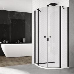 RONAL Cabina de dus semirotunda, cu usi pivotante, negru mat, Ronal Solino SOR55 Black SOR551000607 (SOR551000607)