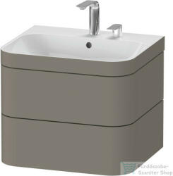 Duravit HAPPY D. 2 PLUS 2 57, 5 cm széles fiókos alsószekrény mosdóval, 2 csaplyukkal, Stone Grey Satin Matt Lacquer HP4635E9292 (HP4635E9292)