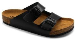  0Ft kiszállítás! Leon Comfortstep 4703 fekete férfi bőr papucs 42-47 -Birkenstockhoz hasonlatos talppal