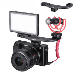  ULANZI PT-8 vlogger tartókonzol fényképezőhöz/mobiltelefonhoz 1/4-es csatlakozással, vakupapucs foglalattal