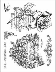 Viva Decor Pecsételő szilikon, 14x18 cm - Virágszív, rózsa