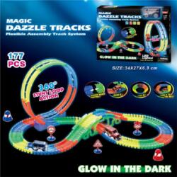 Magic Toys Sötétben világító autópálya szett hurokkal és kisautóval 177db-os (MKM738796)