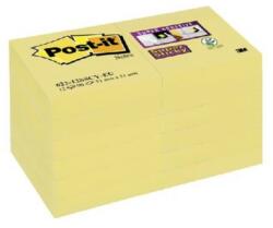 3M "Super Sticky" 48x48 mm 12x90 lapos sárga öntapadó jegyzettömb csomag (70005258978)
