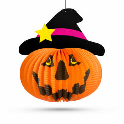 Family Halloween-i tökös lampion - kalapban - akasztható - 26 cm (58137B)