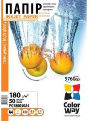 ColorWay PG180050A4 magasfényű (high glossy), 180 g/m2, A4, 50 lap Fotópapír (PG180050A4)