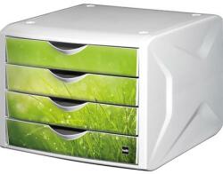 Helit "Chameleon" fehér-zöld 4 fiókos műanyag irattároló (INH6129650)