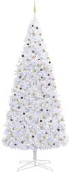 vidaXL Set brad Crăciun artificial cu LED-uri & globuri, alb, 400 cm (3077791)