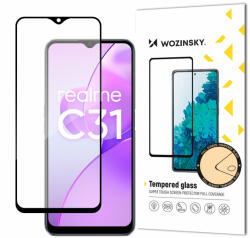 Wozinsky Realme C31 üvegfólia Wozinsky Full Glue 9H fekete kerettel tokbarát