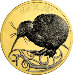Casa de Monede Kiwi Okarito pe o monedă de argint înnobilată cu aur și ruteniu