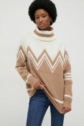 ANSWEAR pulover de lana femei, culoarea bej, cu guler BBYX-SWD06P_80X
