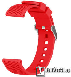  Okosóra szíj, Szilikon, Csíkos textúra, 20mm széles, 85+135mm hosszú, Piros, Garmin Bounce, Forerunner 165, vívoactive 5, SAMSUNG Galaxy Watch7 40mm, Watch7 44mm, Watch FE, Watch Fit 3 Nylon, Xiaomi H