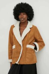 Answear Lab jachetă de lână culoarea maro, de tranzitie, oversize BBYX-KUD021_82X