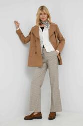 United Colors of Benetton pantaloni femei, culoarea bej, lat, high waist 9BYY-SPD10T_08X