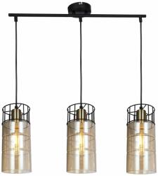 Klausen Suspensie Ideal SP3 KL113010, L: 65 cm, 3xE27, metal negru, alamă, sticlă ambră (KL113010)