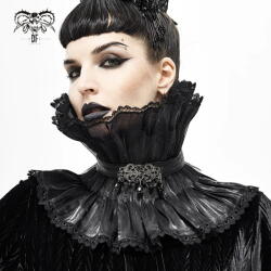 Devil Fashion Guler DEVIL FASHION - Fleeting Glance Gothic Pleated High Collar - Negru - AS07601