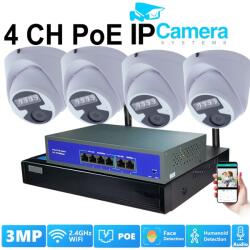 4 Beltéri 4 Mp Dome Kamera Ip Poe Switch Rendszer, H. 265x, Ai, Arcfelismerő, Mikrofon - ahdip - 89 000 Ft