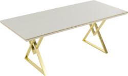 BYS Alya Elit étkezőasztal lakk fehér MDF lappal és arany fém lábakkal 92x200 cm