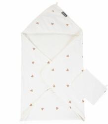 CHILDHOME Prosop cu gluga si manusa de baie Childhome Jerse Frotir 80x80 cm, Inimioare (CH-CCBCJOH)