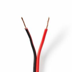 Nedis Hangszóró kábel | 2x 0.75 mm2 | CCA | 100.0 m | Kerek | PVC | Fekete / Piros | Zsugor csomagolás (CAGW0750BK1000)