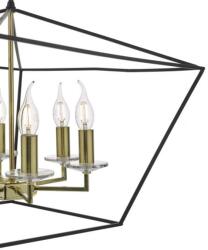 där lighting group Lampa suspendata Gretchen Cage 6 Light Pendant Matt Black & Polished Brass (GRE0654 DAR LIGHTING)