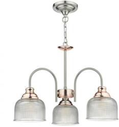 där lighting group Lampa suspendata Wharfdale 3 Light Pendant Satin Chrome & Copper Textured Glass (WHA0346 DAR LIGHTING)