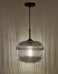 där lighting group Lampa suspendata Demarius 1 Light Pendant Black and Smoked Glass (DEM0110 DAR LIGHTING)