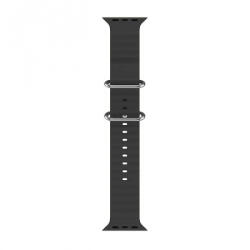 Apple Watch 42mm, 44mm, 45mm, 49mm duplacsatos szilikon okosóraszíj, fekete