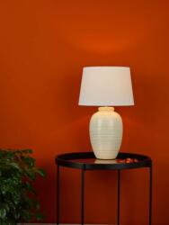 där lighting group Veioza Luelle 1 Light Table Lamp Gloss Glazed Cream With Shade (LUE432 DAR LIGHTING)