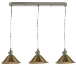 där lighting group Lampa suspendata Hadano 3 Light Antique Chrome Suspension With Aged Brass Shades (HAD3661-01 DAR LIGHTING)