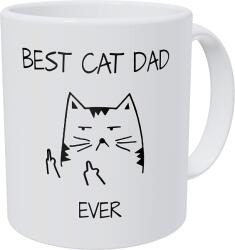  Cana alba din ceramica cu mesaj, pentru iubitorii de pisici, Best cat dad ever, 330 ml (NBNCJ1)