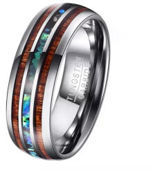 BeSpecial Inel tungsten cu insertie de Abalone si Lemn Hawaiian (ISTF0019_182)