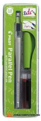 Töltőtoll, 0, 5-3, 8 mm, zöld kupak, PILOT "Parallel Pen" (PPP38Z)