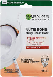 Garnier Skin Naturals Nutri Bomb Intenzíven tápláló és ragyogást adó textilmaszk kókusztejjel 28 g