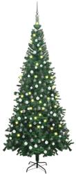 vidaXL Műkarácsonyfa LED fényekkel és gömb szettel 240 cm (3077663)