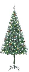 vidaXL Műkarácsonyfa LED fényekkel gömb szettel és tobozokkal 180 cm (3077700)