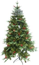  Brad Artificial de Craciun Bogat, Flippy, 1.80 m inaltime, 774 ramuri, Premium, Verde, Decorat cu 56 conuri pin rosii, Interior/ Exterior (105730)