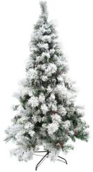 Flippy Brad artificial de Craciun nins, decorat cu conuri pin, pentru interior/exterior, inaltime 210 cm, diametru 131 cm, 630 ramuri, Flippy, alb/verde, suport metalic inclus (106782)