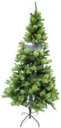  Brad artificial de Craciun, Decorat cu conuri de pin, pentru interior/exterior, inaltime 210 cm, diametru 114 cm, 1057 ramuri, Flippy, verde, suport metalic inclus (106776)