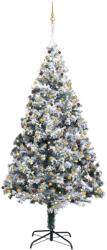 vidaXL Műkarácsonyfa LED fényekkel gömbö szettel és pelyhes hóval 300 cm (3077794)