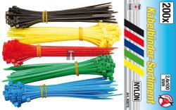  BGS Kraftmann Kábelkötegelő-készlet | színes | 2, 4 - 100 mm | 200 darabos - BGS 80875 (BGS 80875)