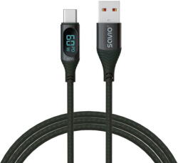 SAVIO USB - USB-C cable with display, CL-172, 1 m, black (CL-172) - pcone