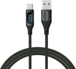 SAVIO USB - USB-C cable with display, CL-172, 1 m, black (CL-172)